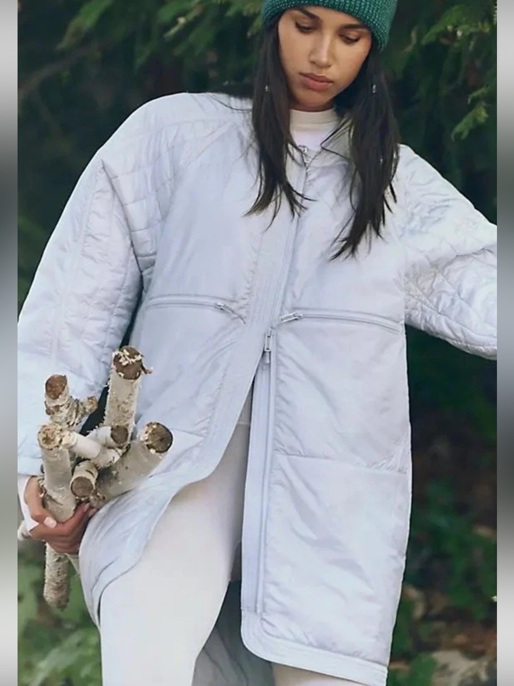 FP Movement Free People Ice Blue Light As A Feather Packable Tunic oversized XS